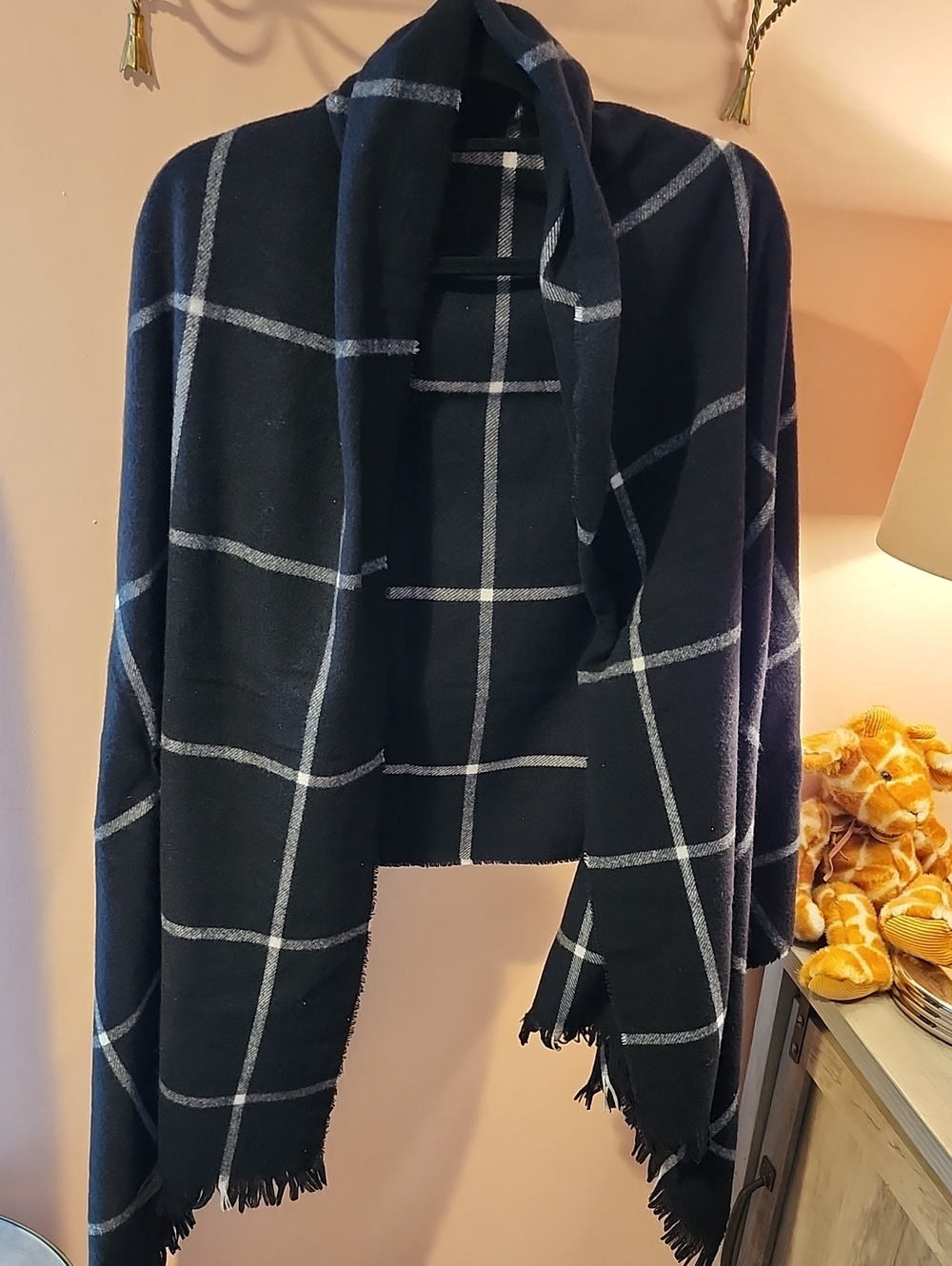 Plaid Poncho Scarf / Blanket Scarf